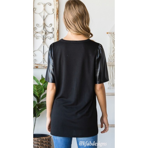 ❤️LAST 1! Faux Leather Puff Sleeve Super Soft Top! - Picture 8 of 9